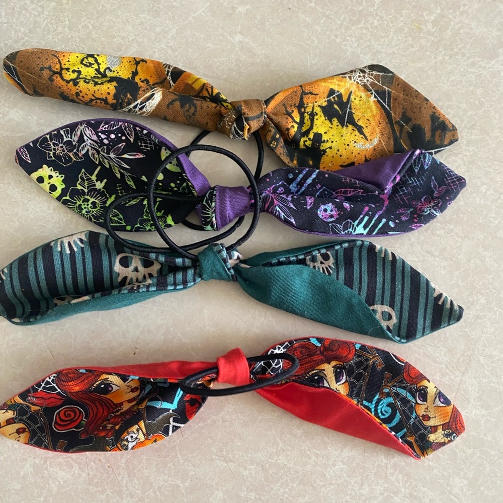 Brand new handmade knot hair ties - Sally NBC- Halloween/ Skeletons